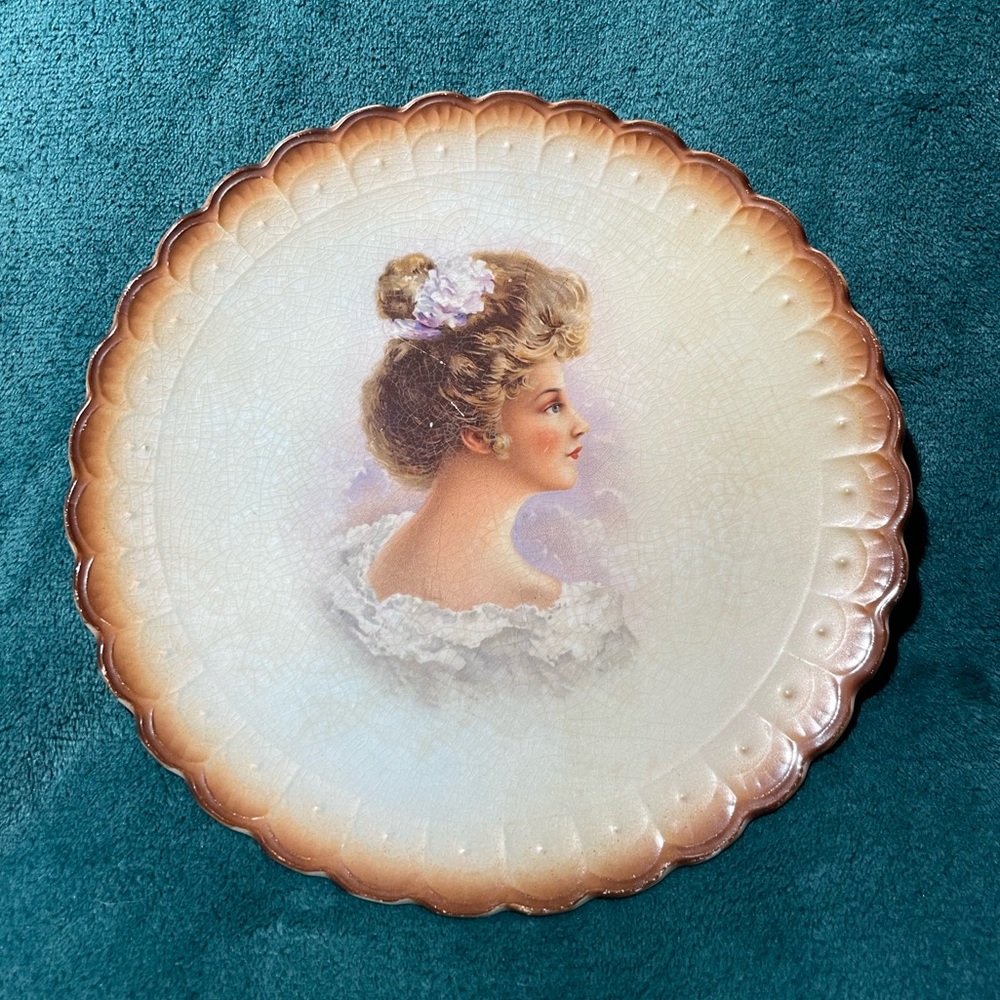 Antique 1907 Philip Boileau Lady Demure Collector Plate Sterling China Gibson